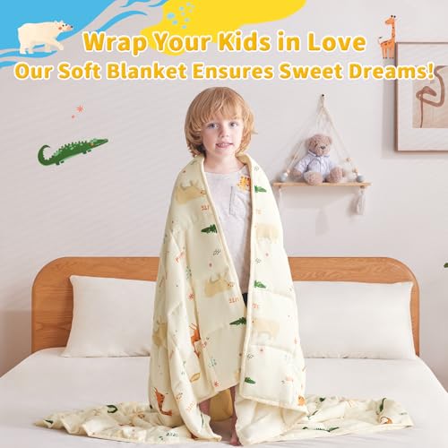 anfie Weighted Blanket Kids (40"x60" 5lbs), Weighted Blanket Cooling Blanket for Sleeping,Throw Size Breathable Blanket with Premium Glass Bead(Beige Animal)