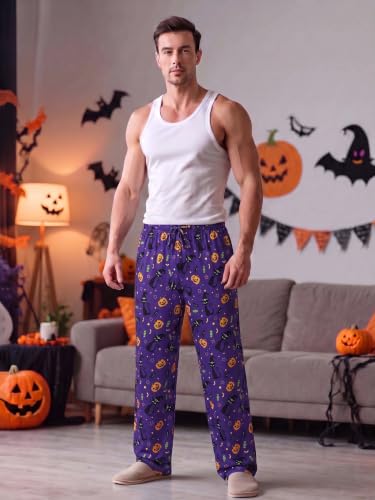 Mens Halloween Pajama Pants,Novelty Funny Soft Pj Sleep Lounge Bottoms with Pockets & Drawstring - image 5
