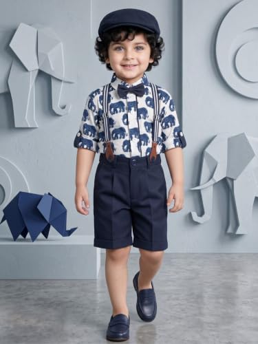 Image of AJ DEZINES Kids Casual Wear Clothing Cotton Shirt Short Set For Boys