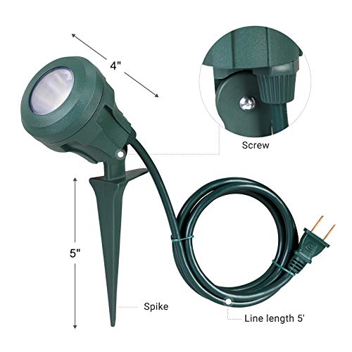 Dewenwils 120V Spotlight Outdoor, 400Lm Waterproof Led Spot Light Outdoor With 3 Extra Lenses (Red Yellow Green), Outdoor Uplights For Holiday, Trees, Garden Decor, 5 Ft Extension Cord, Ul Listed #TOP5