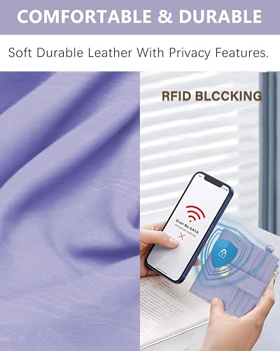 Image of Small Wristlet Wallets for Women Keychain Wristlet Wallet RFID Blocking Key Chain Wallet With Zipper Coin Pocket,2 Id Window (Purple)