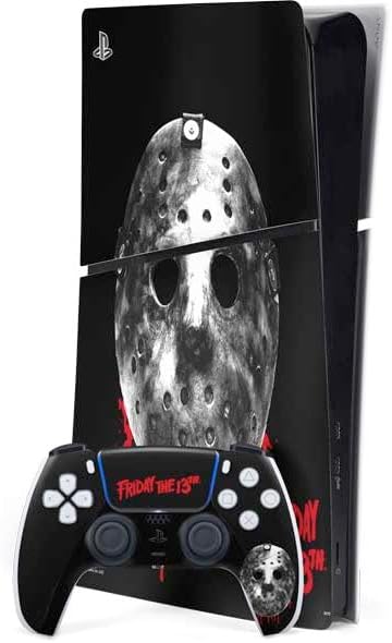 Skinit Decal Gaming Skin Compatible with PS5 Slim Digital Edition Bundle - Officially Licensed Warner Bros Friday The 13th Jason Voorhees Dripping Mask Design