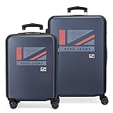Pepe Jeans Aidan Juego de Maletas Azul 55/65 cms Rígida ABS Cierre de combinación Lateral 90 7,54 kgs 4 Ruedas Dobles Equipaje de Mano