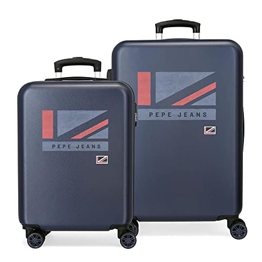 Pepe Jeans Aidan Juego de Maletas Azul 55/65 cms Rígida ABS Cierre de combinación Lateral 90 7,54 kgs 4 Ruedas Dobles Equipaje de Mano