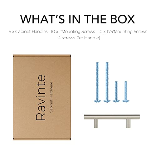 Ravinte 5 Pack 5 Inch Kitchen Cabinet Handles Cabinet Pulls Brushed Nickel Stainless Steel Kitchen Drawer Pulls Cupboard Handles 3" Hole Center #TOP6