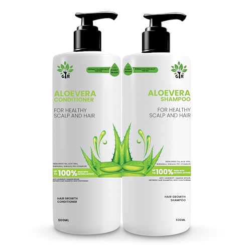 Image of GIR Aloe Vera Shampoo - 500 ML & Conditioner -500 ML- for Silky Smooth Hair & Scalp Nourishment - Combo Pack