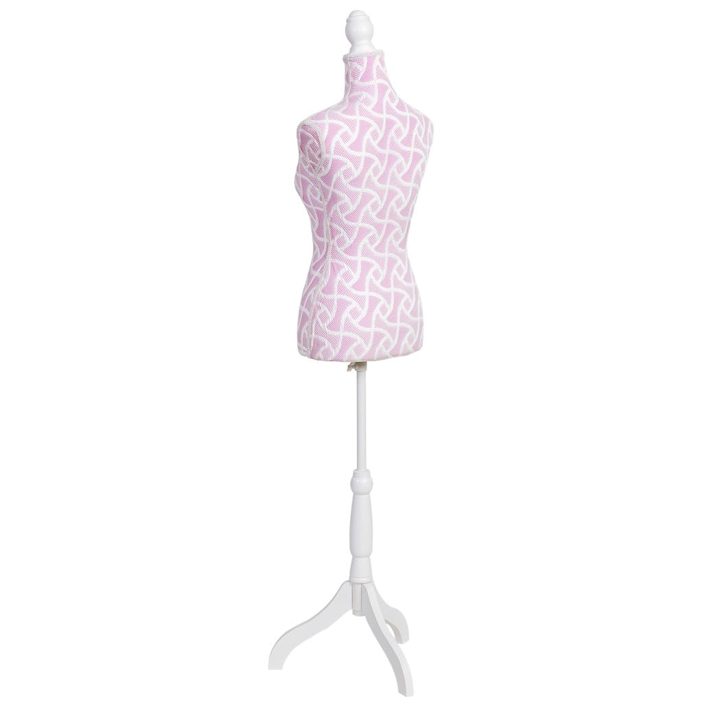 Maniquí de Madera y Espuma Forrado de Tela Rosa 24x37.5x168h cm