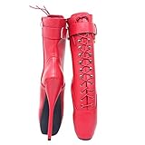 Synthetische Sohle. woileRQ 7 Zoll High Heel Extreme Fetisch Goth Ballett Schnürstiefeletten Plus Größe Größe 36-46,Red matt,42