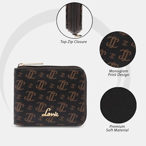 Image of Lavie Women's Sacy Monogram LL Print Small Zip around Wallet | Ladies Purse Handbags