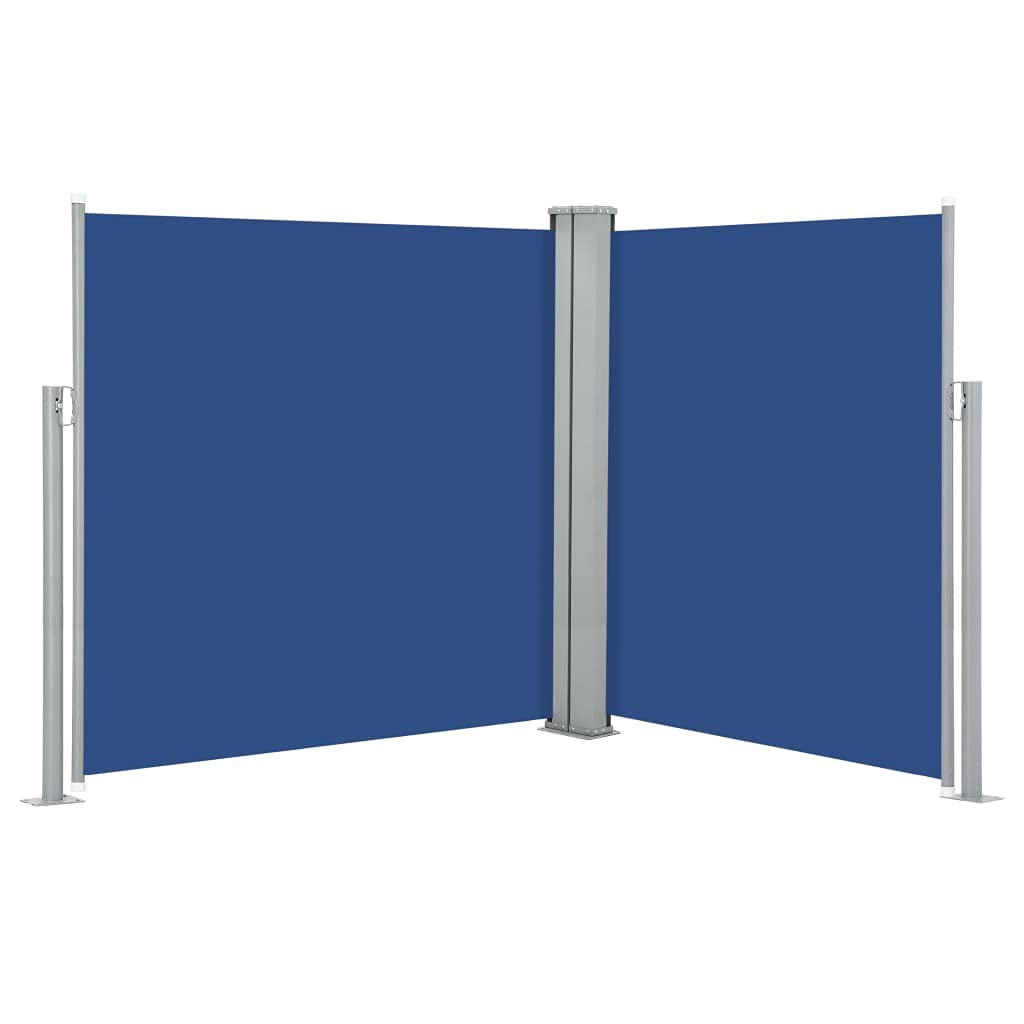 Toldo lateral retráctil para balcón y patio privado de lona azul