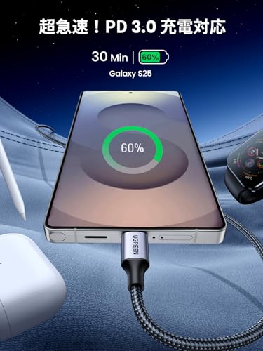 UGREEN USB Type C ケーブル PD対応 60W 1M