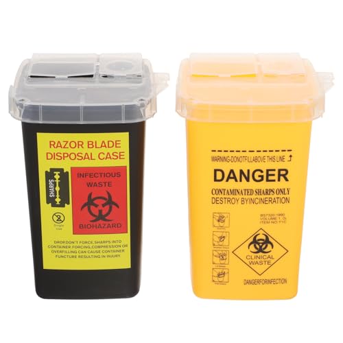 SHINEOFI - SHINEOFI 2 Conteneurs pour Déchets d'Aiguilles de Tatouage, Mini Seaux à Objets Tranchants en Plastique, 2 Pièces, Petit Conteneur pour Aiguilles, Collecte Sécurisée en Milieu