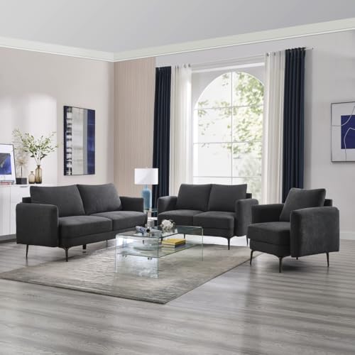Image of More4Homes SOFIA MODERN SCANDI STYLE FABRIC LIVING ROOM SEATER SOFA SET (Charcoal, 1 + 2 + 3 Seater)