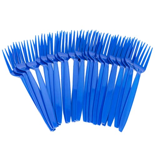 Blue Spoon And Fork Set (24 Each) - Blue Tableware For Parties, Lightweight Plasticware, Colored Cutleries, Plastic Utensils Set, Disposable Cutlery For Occasions, Party Supplies, Blue Orchards #TOP4