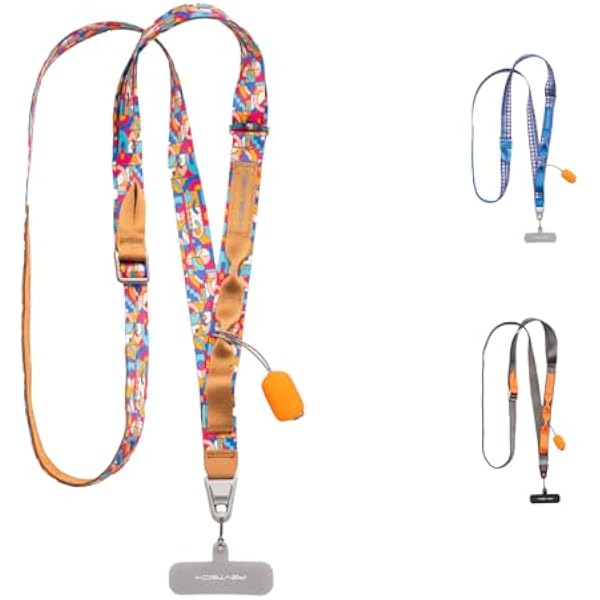 PGYTECH LinkGo, pasek do fotografii, regulowany nylonowy pasek crossbody, z szybkim montażem, ściereczka do czyszczenia iPhone'a, Androida i większości smartfonów, wersja z taśmą, sztuka nowoczesna