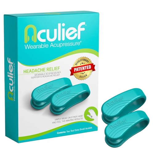 Aculief Wearable Acupressure Hand Clip - Stress-Management Wearable & Wellness Tool - Portable Relaxation Aid & Acupressure Devices - Pack of 2, X-Small, Teal