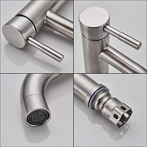 Robinet de lavabo d'eau froide et chaude en nickel brossé durable - 5