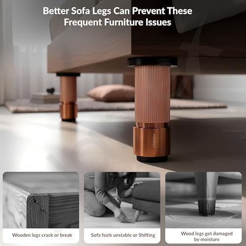 Image of Plantex 4 Inch Sofa Leg for Bed Furniture /Aluminium Sofa Leg for Table /Support Legs /Furniture Leg - Pair of 2 (4 Piece) (DTS-77,Rose Gold)