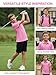Lenygose Boys Golf Shirts Short Sleeve Performance Polo Dry Fit Moisture Wicking Casual Printed Polo Shirt for Kids (Pink Golf Clubs, 13-14Y)