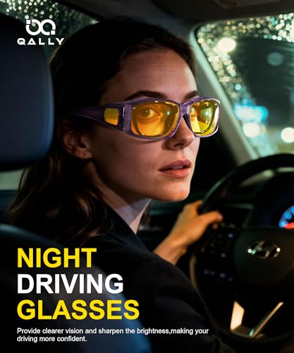 Image of Night Vision Glasses, Fit Over Glasses Mens Womens, Wrap Around Anti Glare HD Night Vision Lens for Night Driving