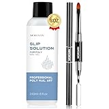 Morovan Slip Solution Poly Gel Big 8Oz 240ML Extension Nail Gel Slip Solution With Brush Anti-stick Gel Liquid Solution Bottle Cap as A Cup Poly Gel Solution Liquid Easy DIY Gel Solution at Home
