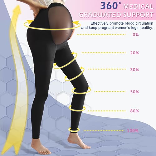 beister maternity medical compression tights 20-30mmhg graduated support pregnancy legging with button elastic band amp abdominal protection footless high waist compression pantyhose for varicosity