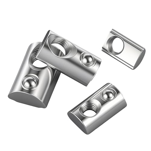 QANCEN 40 piezas Tuercas en T con Resorte M8, Tuercas Deslizantes con Bola de Centrado, Compatibles con la Serie 40, Ranura 8 T para Perfiles de Aluminio