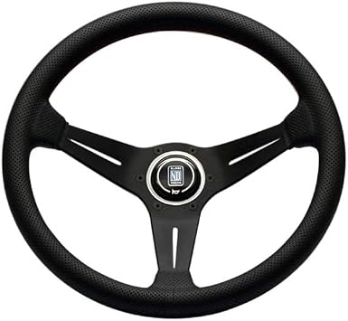 NARDI Deep Corn Steering Wheel 350mm 13.78 inches Black Leather Red Stitching 6069.35.2093