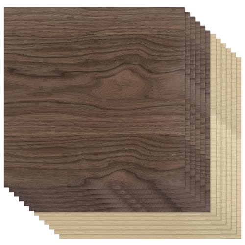 Boao 12 Pcs Wood Veneer Sheets 12 x 12 for Door Panel, Cherry, Walnut