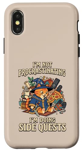I'm Not Procrastinating I'm Doing Side Quest Wizard Cat �X�}�z�P�[�X iPhone X/XS �p