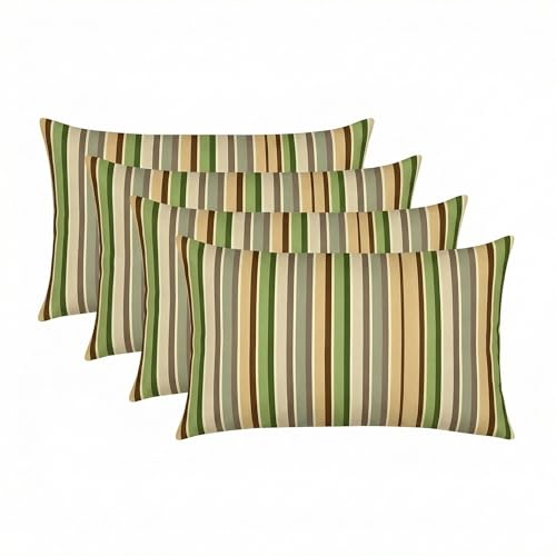 RSH DECOR: Sunbrella Lumbar Throw Pillows Set of 4 | 20" x 12" | Water and Fade-Resistant Performance Fabric | Outdoor Pillow Covers with Down-Alternative Inserts | Made in USA (Samuel Meadows)