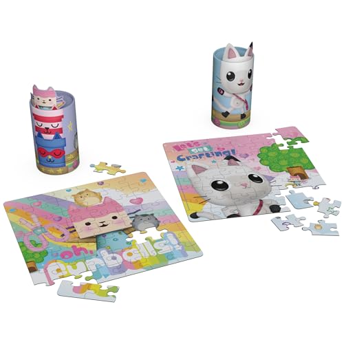Image of Spin Master Games Gabby's Dollhouse, 2-Puzzle Pack 48-Piece Jigsaw Puzzles in Character Storage Tubes Gabby's Dollhouse Toys Kids Puzzles, for Preschoolers Ages 4 and up