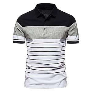 SSBZYES Heren T-Shirt Mens Polo Shirt Zomer Mens Korte Mouwen T-Shirt Zomer Eenvoudige Mens Gestreept Afdrukken Korte…
