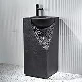 Free Standing Pedestal Sink, Tall Stone Resin Bathroom Vanity, Utility Hand Basin Washing Station Si