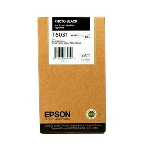 Epson T6031 Ink Cartridge 220ml (Photo Black) for Epson Stylus Pro 7800/7880/9800/9880 Printers [C13T603100]