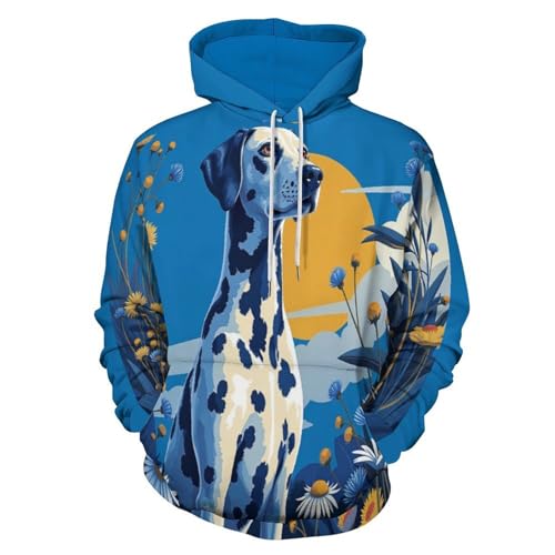 Sweat-shirt à capuche fleurs sauvages et dalmatien résolvant le manque de style grande taille