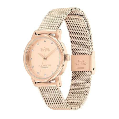 Image of Coach Grand Qtz Basic Rose Gold Round Dial Women's Watch|Ionic Plated Rose Gold Steel Material|Rose Gold Color Band - 14503745