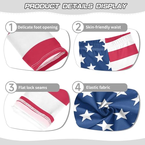 American Flag Girls Casual Leggings for Kids Printed Long Pant Bottoms Stretch and Soft3