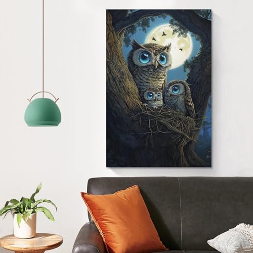 Cuadro buho lienzo TNSGHAVED decoracion sin reflejos para salon y dormitorio 4