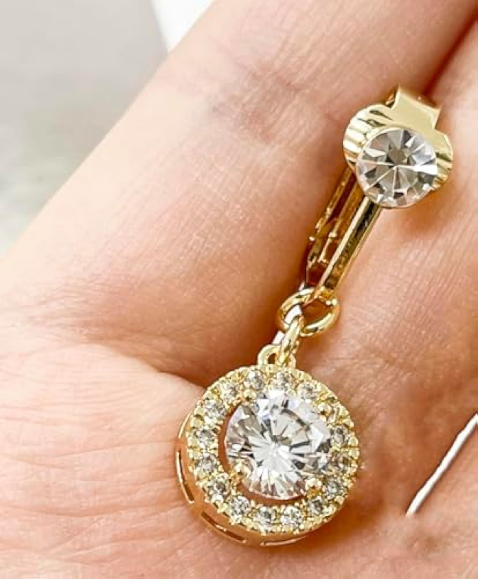 Women's Clip-On Fake Belly Button Rings, Rhinestone Design