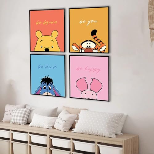 Image of W.O.W.A Winnie The Pooh Nursery Wall Decor Set of 4- Posters and Room Decorations for Girls, Boys and Classrooms (8"x10", UNFRAMED)