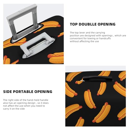 Travel Luggage Covers - Cartoon Hot Dog Print Black Elasticity Suitcase Covers Protector for Luggage 18-32 Inch4