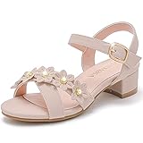LAURMOSA Girls Nude Heels Open Toe Dress Sandals Toddler High Heels Tween Dress Shoes Formal Flower Girl Shoes for Wedding Prom Party Size 3 Kids Strappy Fancy Sandals(L100302NuNude 3)