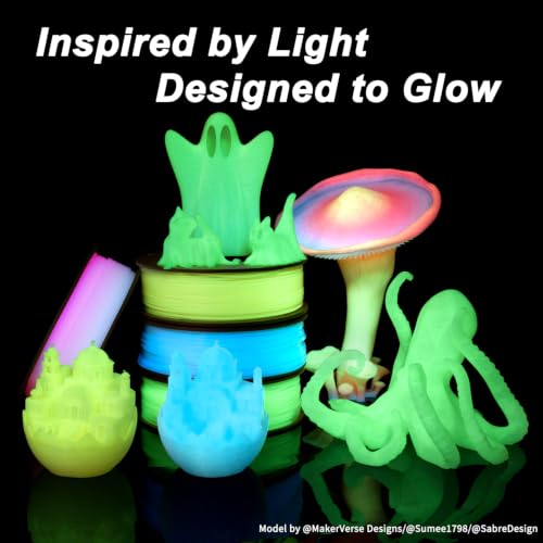 Image of PLA Filament Glow Bundle, 3D Printer Filament 1.75mm, 250g*4 | 4-Pack Glow in the Dark 3D Filament (Blue /Green /Yellow-Green /Rainbow) Offers High-Intensity Brightness At Night