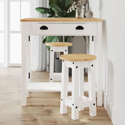 Mesa de bar de madera maciza de pino blanco de diseño rústico exclusivo Mangloder 2