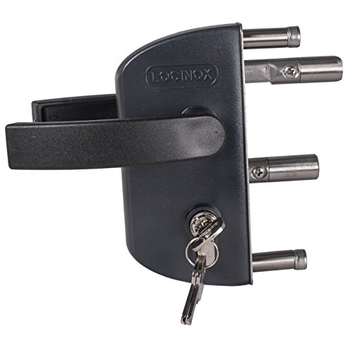 Gartentorschloss Locinox Lakz P1 Nero per 40mm Profilo Quadrato, Regolabile, Edelstahl-Mechanismus Castello per Gartentor, Gittertorschloss, Serratura Porta Girevole, Hoftorschloss, Ala