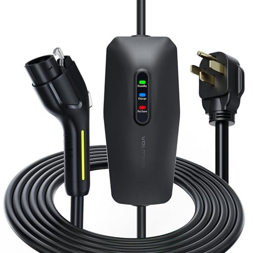 Level 2 EV Charger with 20FT Cable, 32A 7KW NEMA Adapter (14-50), 240V, Portable Electric Car Charger Compatible for All SAE J1772 EVs