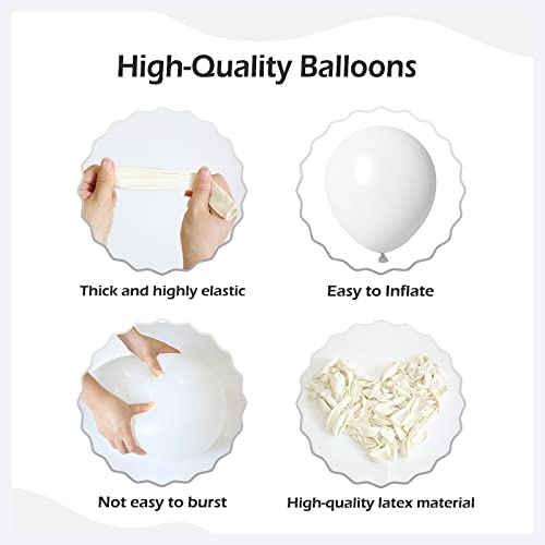 FOTIOMRG 110pcs White Balloon Garland Arch Kit, 18 12 10 5 inch White Latex Balloons Different Sizes Pack for Birthday Graduation Baby Shower Wedding Bridal Bachelorette Party Decorations