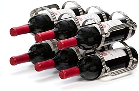 Mango Steam 6 Bottle Counter-top Wine Rack - Storage Organizer for Kitchen Countertops, Pantry, Fridge - (Black)