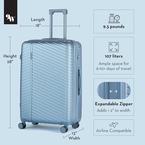 Image of Nine West Zion 28 Inch Hardshell Spinner, Large Expandable Checked Luggage, Extra Capacity Suitcase for Extended Travel Lapis